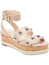 MARC FISHER Faythe Silver Ball Studded Flatform Sandals 9 M faux Leather - $34.61