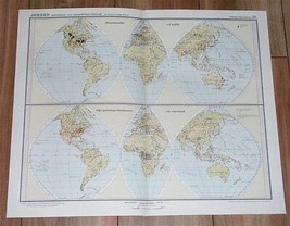 1926 Vintage Swedish Map Of World Minerals Oil Petroleum Iron Coal Hydropower - £14.38 GBP