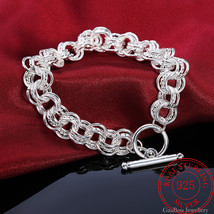Fashion bracelet 925 Stamp Silver Color Link Chain Europe Style Jewelry For Wome - £11.12 GBP