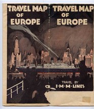 Travel Map of Europe 1925 International Mercantile Marine Line White Star  - $126.72
