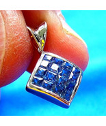 Earth mined Sapphire Princess cut Mystery set Pendant 14k White Gold Med... - $3,320.25
