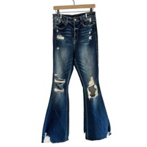 Flying Monkey Ultra High Rise Flare Jeans Distressed Size 28 - £33.57 GBP