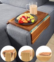 Couch Arm Table Tray With Phone &amp; Tablet Holder – Brown | Premium Clip-On Sofa - £44.14 GBP