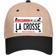 La Crosse Wisconsin Novelty Khaki Mesh License Plate Hat - £22.79 GBP