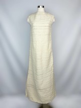 Vintage 1960s Handmade Hand Sewn Maxi Dress Wool High Neck Slit Textured Medium - £57.80 GBP