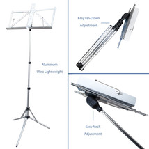 Paititi High Quality Durable Adjustable Folding Music Stand with Bag SilverColor - £29.50 GBP