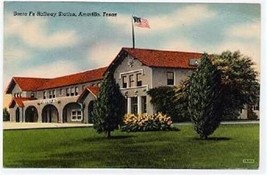 Santa Fe Railway Station Amarillo Texas Linen Postcard 1940&#39;s - $9.90