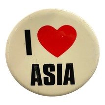 1980s 2 Inch “I Heart Asia” Pin Back Button Pin - £8.85 GBP