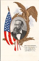 Benjamin Harrison 23rd US President Portrait Gilded Eagle Postcard Y14 - £7.82 GBP