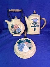 Homco Vintage 3pc Kitchen Wall Decor Coffee Pot Tea Kettle Pans Floral F... - $23.36