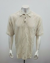 Tommy Bahama Men&#39;s Silk Blend Polo Shirt Size Medium Beige Short Sleeve - $11.87