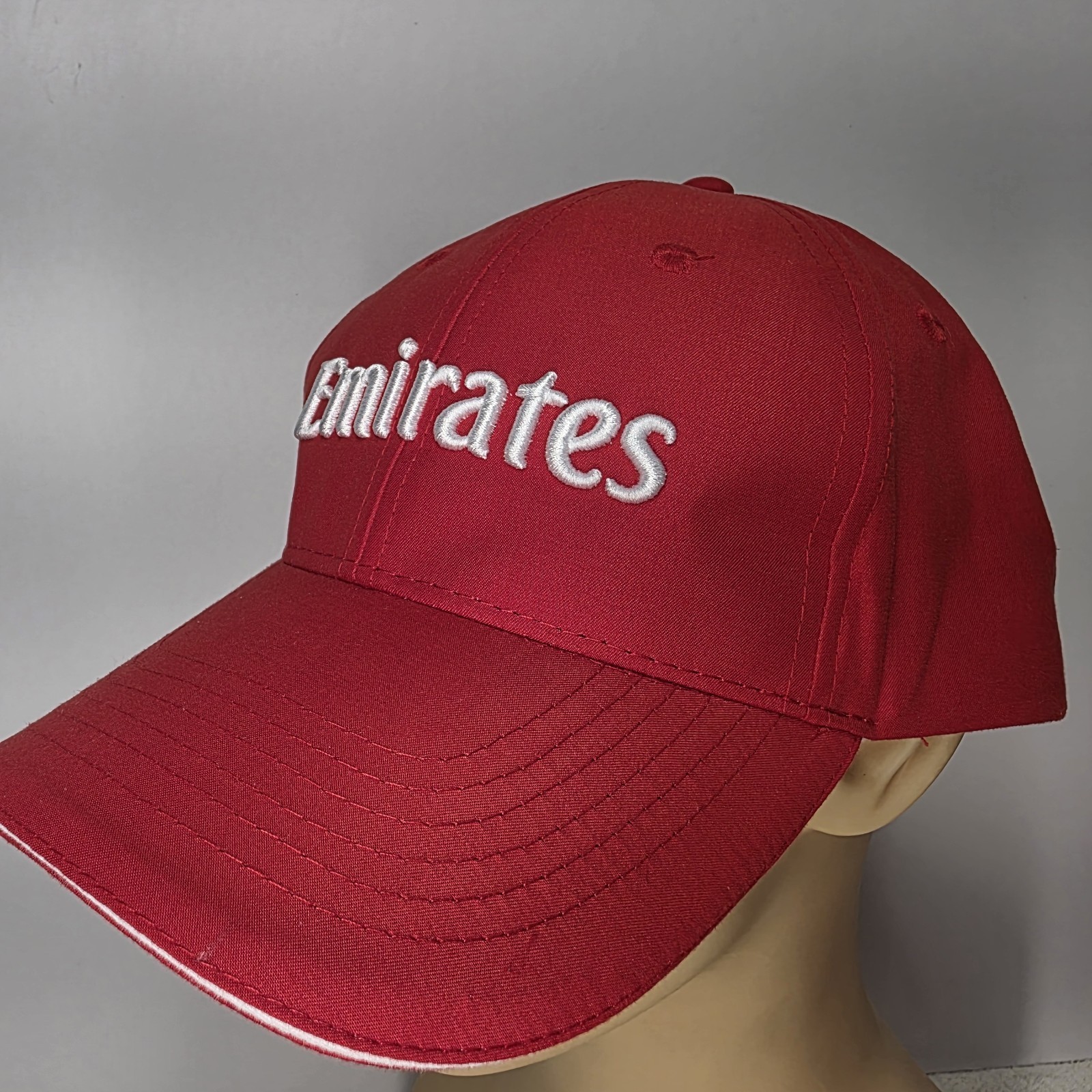 Pair Of Emirates Airline Red White Rim Baseball Cap Adjustable Buckle Hats Item image 9