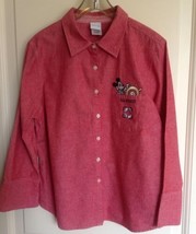 VTG Red 100% Cotton Button Down S. S. Mickey Disney SZ XL - £37.74 GBP