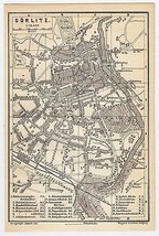 1897 Antique City Map Of Görlitz Gorlitz Zgorzelec Poland Germany Silesia - $26.01