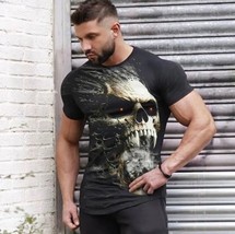 New Horror Skull 3D Printed Retro Casual Short-Sleeved Elastic Breathable Quick- - £12.99 GBP