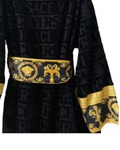 Authentic L NEW $750 VERSACE Black Gold Terry Cloth LOGO Unisex Bath Robe Medusa image 3