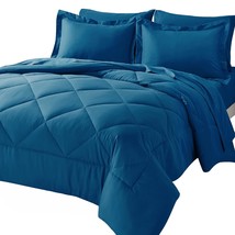 King Bed In A Bag 7-Pieces Comforter Sets With Comforter And Sheets Teal All Sea - £74.21 GBP