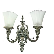 Antique Vintage 2 Light Sconce French or Italian Ornate Casting Bronze o... - $327.25