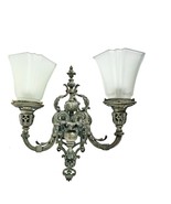 Antique Vintage 2 Light Sconce French or Italian Ornate Casting Bronze o... - £256.28 GBP