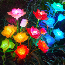 Solar Garden Lights Outdoor Decorative, 3 Pack Solar Flower Lights with ... - $32.09