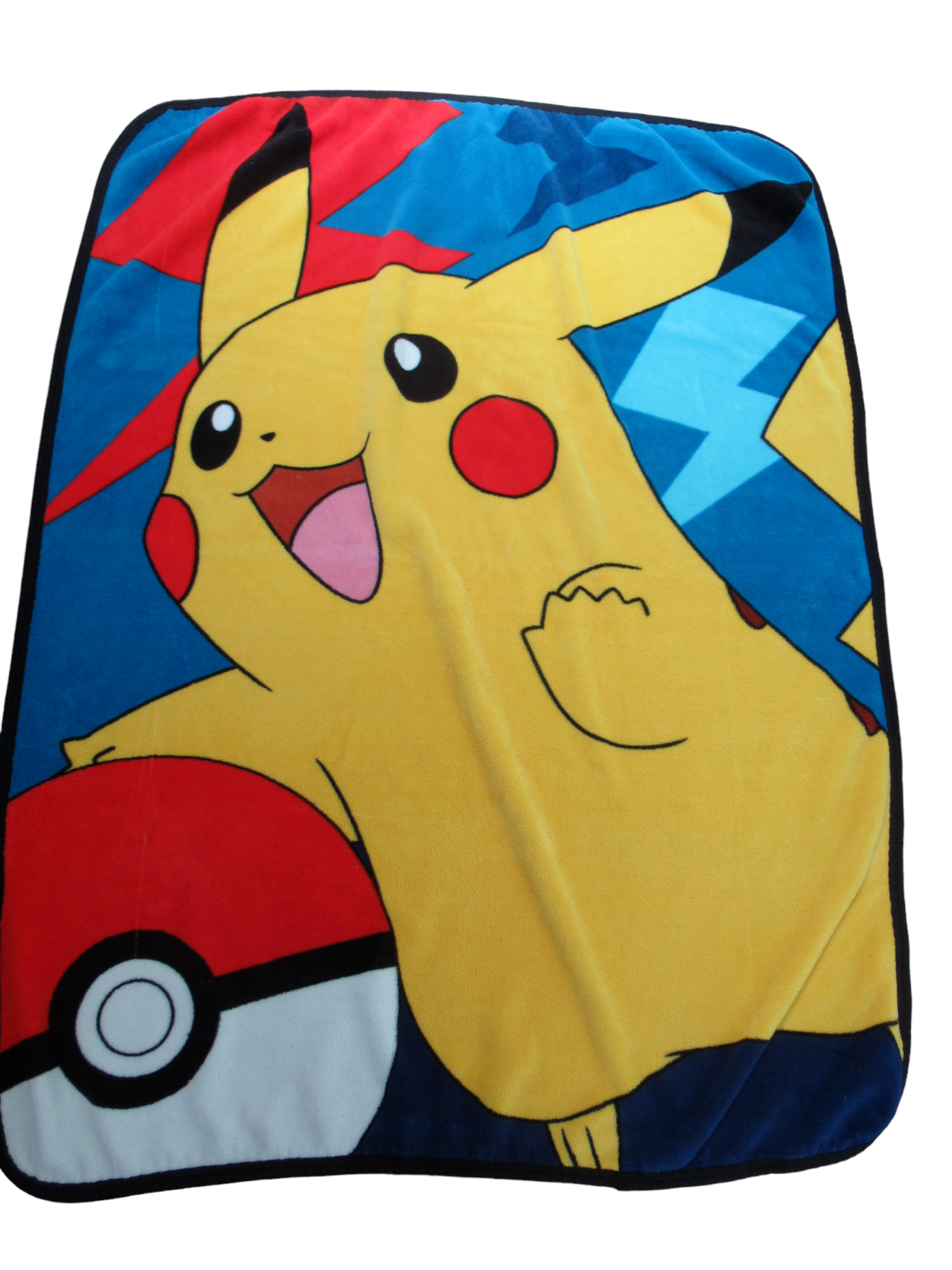 Pokemon Throw Blanket 46x60 Pokeball Pikachu blue background black trim SNAG - £23.54 GBP