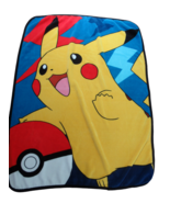 Pokemon Throw Blanket 46x60 Pokeball Pikachu blue background black trim ... - £23.34 GBP