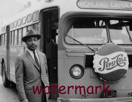 Martin Luther King Jr. in front Montgomery Bus after Boycott B&amp;W 8x10 Photo - $8.90