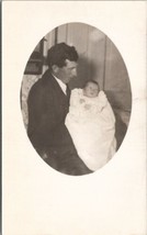 RPPC Man or Father Holding Newborn Baby Real Photo Postcard V2 - £5.45 GBP