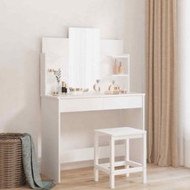 Modern Wooden Bedroom Dressing Vanity Table Makeup Desk Dresser Unit With Mirror - £72.21 GBP+