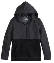 Boys Jacket Fleece Tek Gear Black Gray Full Zip Up Hooded Husky-size M 1... - £19.03 GBP