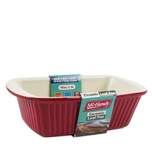 1.5 qt Rectangle Baking Pan Red Ceramic Casserole Baker Roasting Loaf Dish - £9.92 GBP