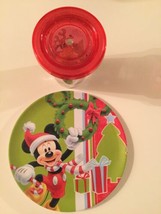 Disney Mickey Mouse plate tumbler glitter water lid Minnie set 14 oz - £12.85 GBP