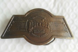 Vintage PERRIER Belt Buckle 1977 Brass 4&quot; x 2.1/8&quot; - £21.41 GBP