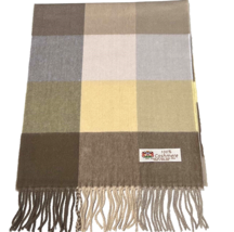 100% Cashmere Scarf Wool Wrap Plaid Checks Khaki yellow Beige #J02 - £6.41 GBP