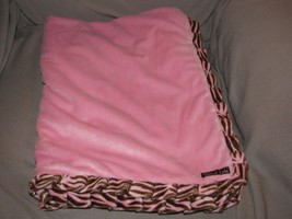 Trend Lab Brown Pink Blanket 38X30&quot; Ruffle Animal Stripes Zebra Tiger Animal - £27.68 GBP