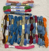 Vintage Cotton Floss Embroidery Lot Of 24 Skeins JP Coats Clark’s DMC Bu... - £12.86 GBP