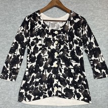 J Jill Womens Cardigan Sweater M Silk Cashmere Blend Black Floral - $389.22 MXN