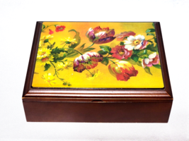 Vintage PAPYRUS Solid Cherry Wood Trinket Box With Felt Lining And Hinged Lid - £19.29 GBP