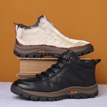 Men Leather Boots   Thick Composite Sole Winter Shoes Men Cowhide Leather Design - £65.71 GBP