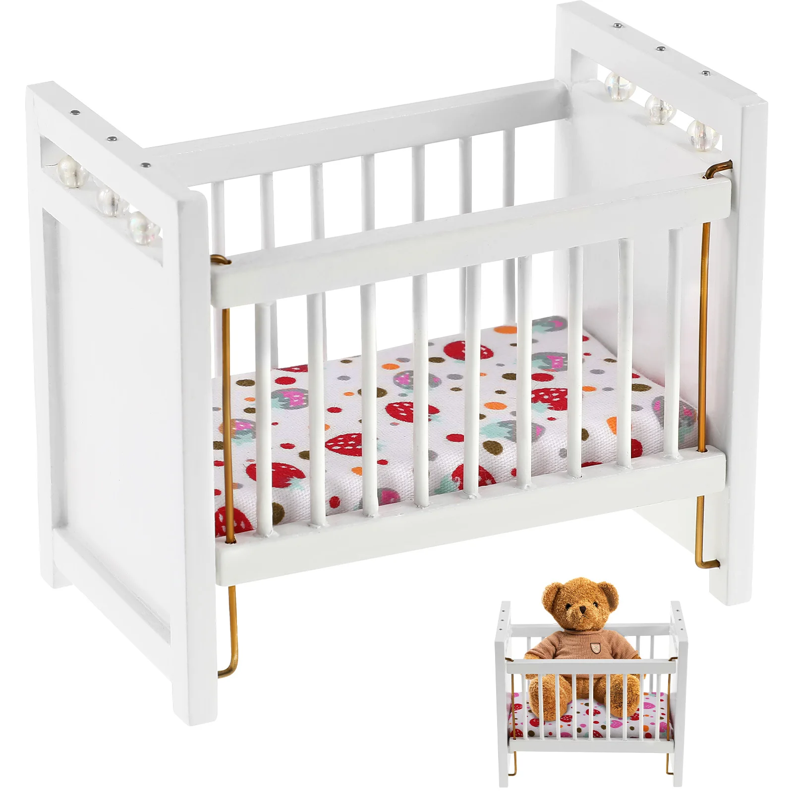 House Furniture Accessory Baby Crib Miniature Bed Decoration Collection Ornament - £11.50 GBP