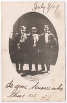 Postcard Three Handsome Young Men Schoolboys 1909 - £3.08 GBP