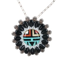 Andrew Dewa Zuni Sterling Multi-stone inlay sunface penant/pin - $549.45