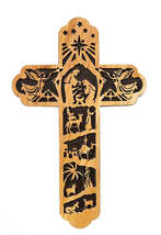 Olive Wood Nativity 6&quot; Small Cross, New #AB-345-R2 - $25.77 CAD