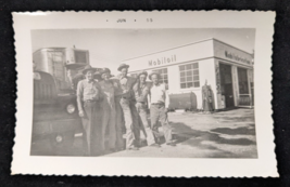 1955 Mobiloil Service Station Photo - Gas Pump Signs Workers Trucks Kodak Velox - $7.95