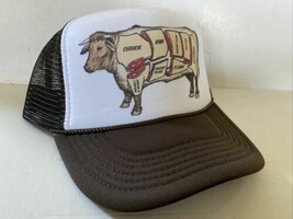Vintage Beef Cuts Hat Butcher Meat Trucker Hat Adjustable snapback Brown... - $347.48 MXN