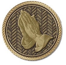 Praying Hands (To Left) Medallion for Box Cremation Urn/Flag Case - 2 Inch Diam - £71.93 GBP