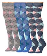 Isadora Paccini Women&#39;s 3 Pairs Argyle Fusion Maroon Grey Black Blue Sym... - $10.77+
