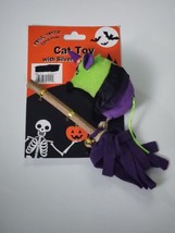 Fang-Tastic 2Pk Catnip Filled Halloween Cat Toys Witch Mouse &amp; Silvervine Broom - £6.62 GBP