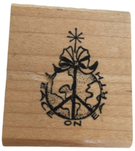 Touche Rubber Stamp Christmas World Peace on Earth Small Card Making Words Globe - £4.71 GBP