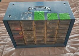 Blue Metal Hardware Storage Bin 30 Drawer 13x6.5x9.5 Full Of Stuff Akro ... - $49.99